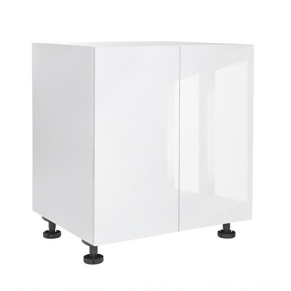 Cambridge Quick Assemble Modern Style, White Gloss 27 in. Base Kitchen Cabinet, 2 Door (27 in. W x 24 in. D x 34.50 in. H) SA-BD27-WG